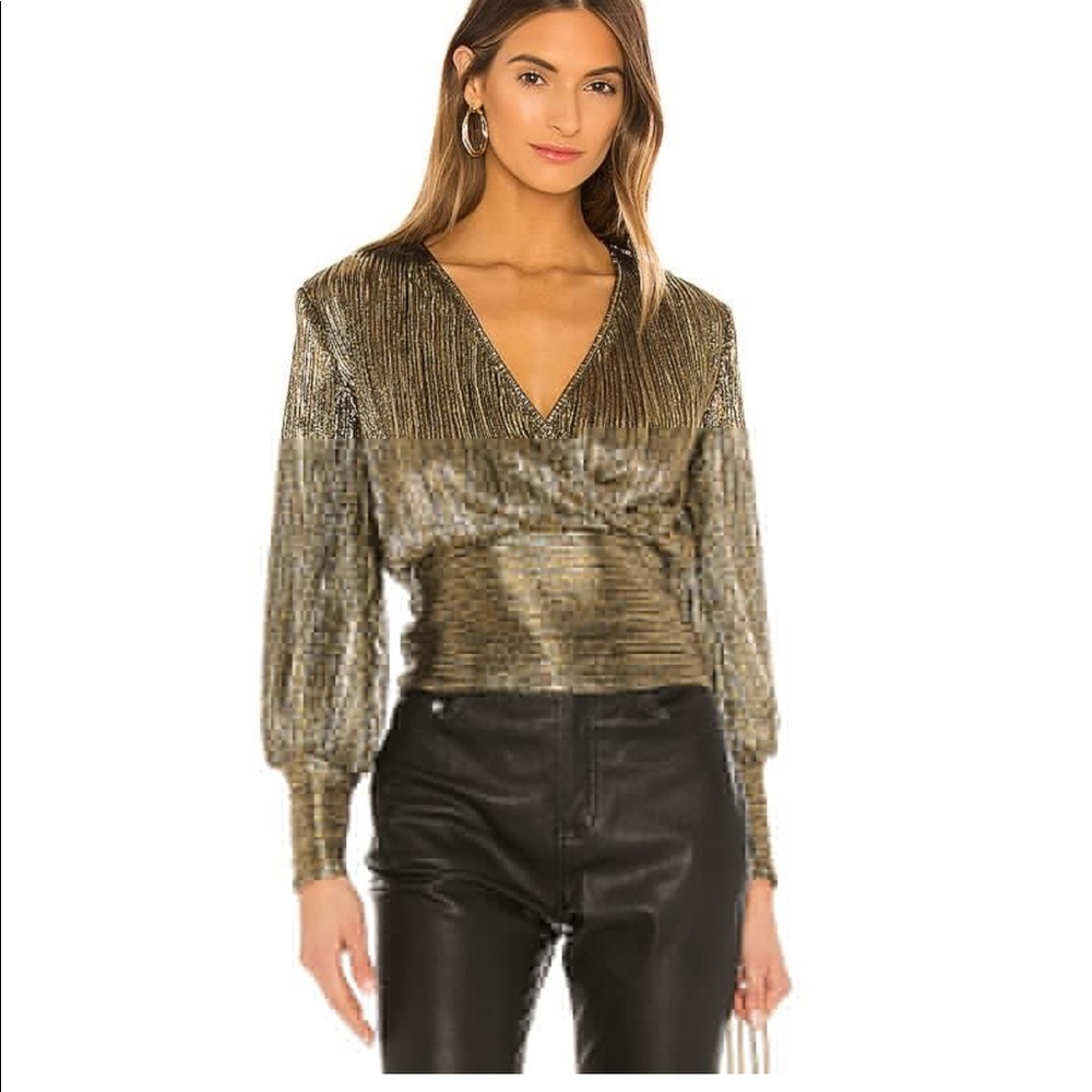 Bardot trinity pleat blouse in gold